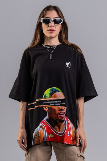Camiseta Frase Oversized Rodman
