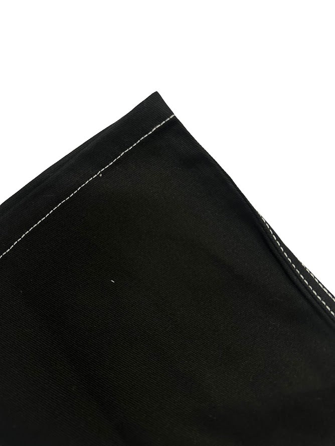 Calça Cargo Linha Branca Reta Sarja Preta