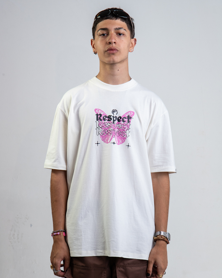 Camiseta Regular Butterfly Pink Off-White