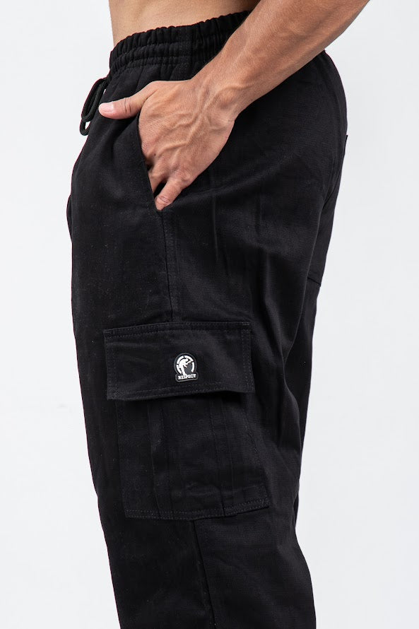 Calça Cargo Reta Sarja Preta