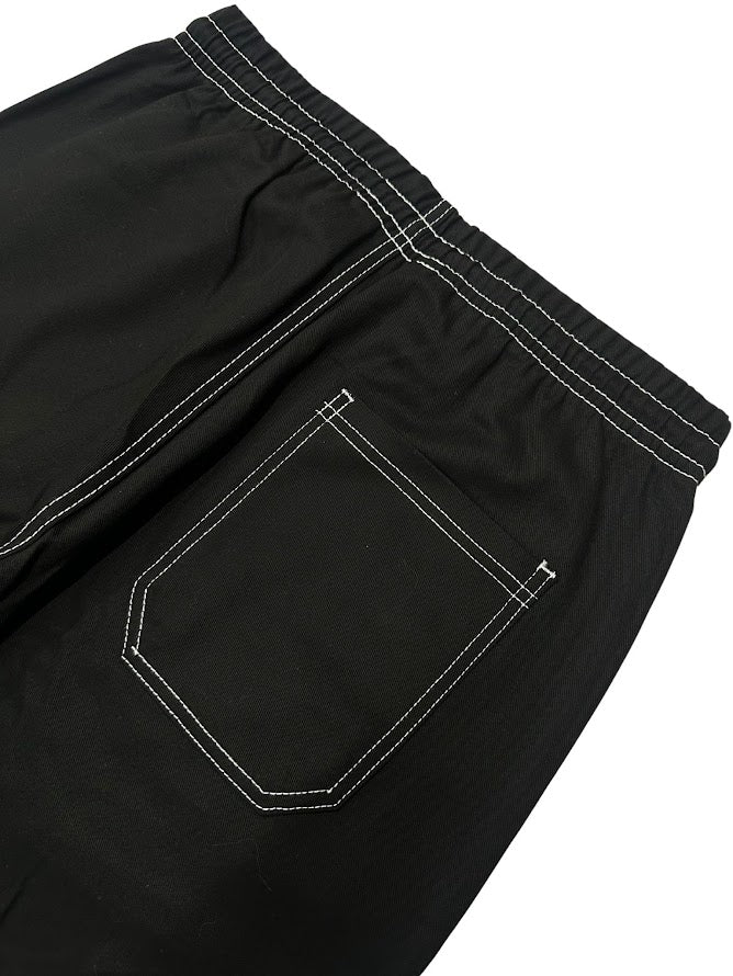 Calça Cargo Linha Branca Reta Sarja Preta