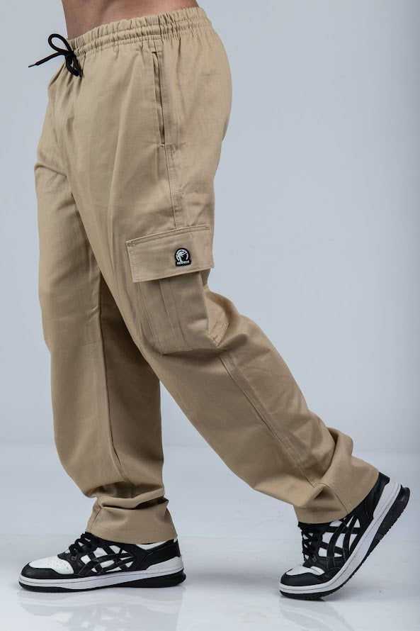 Calça Cargo Reta Sarja Caqui