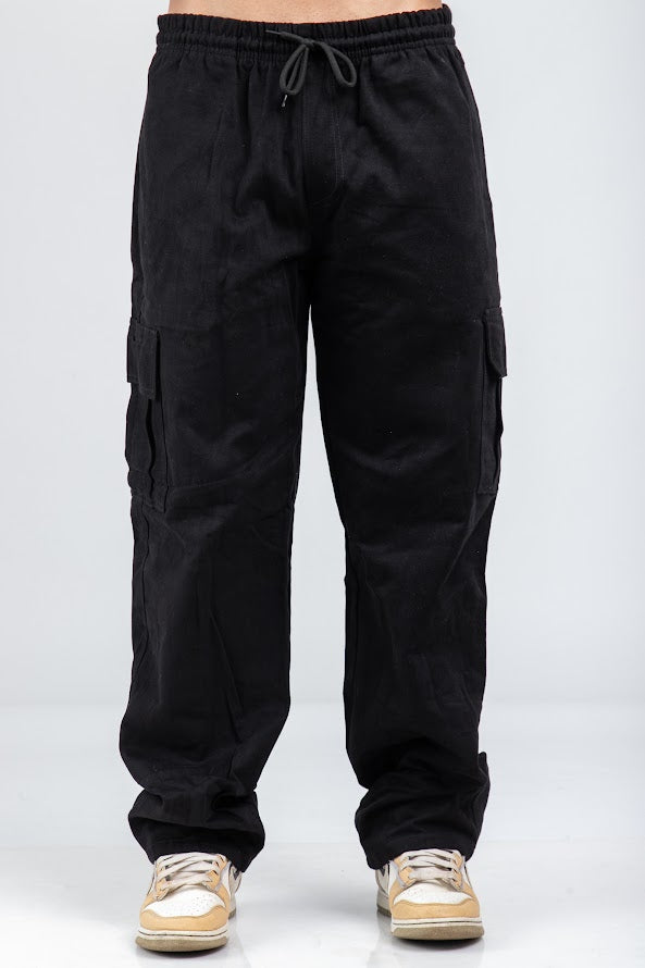 Calça Cargo Reta Sarja Preta