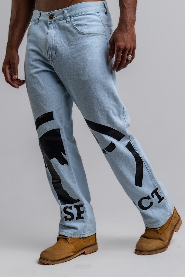 Calça Reta Logo Jeans