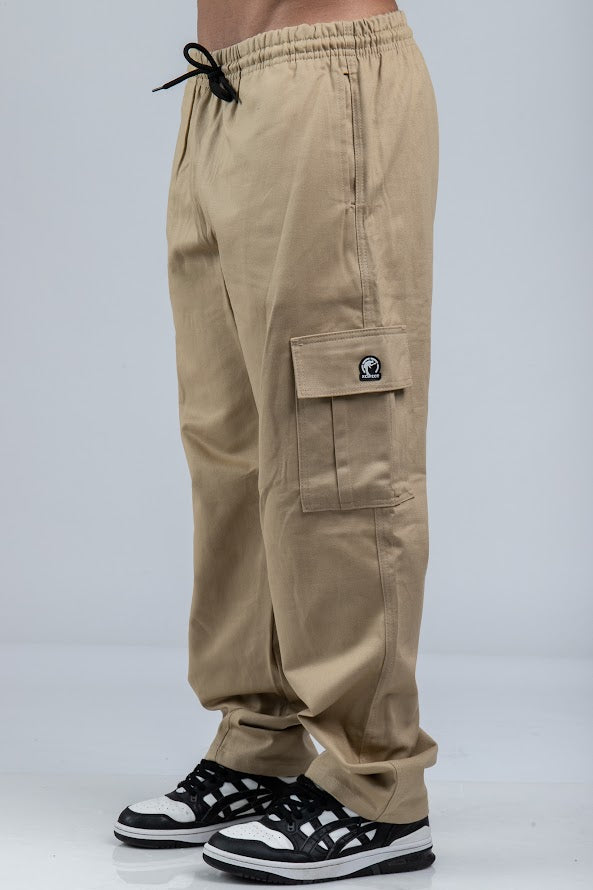 Calça Cargo Reta Sarja Caqui