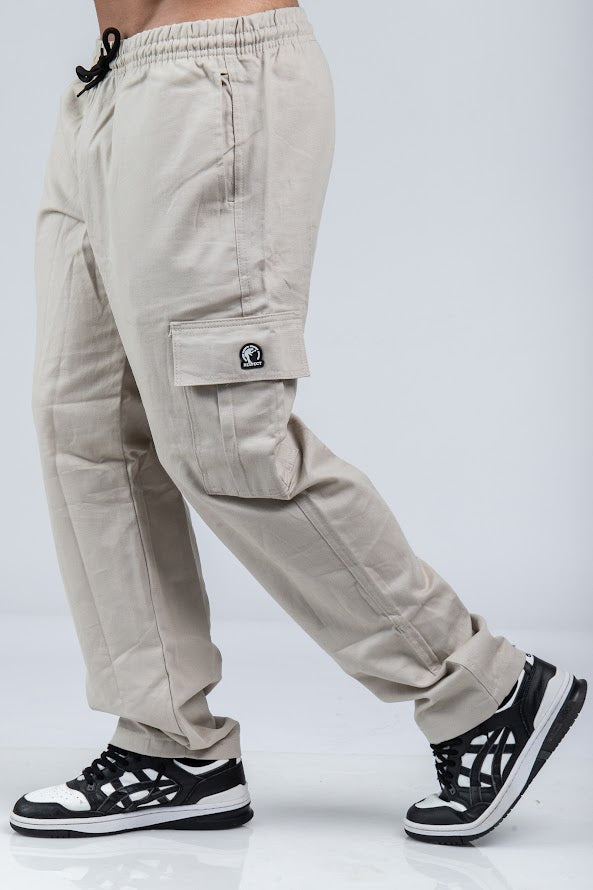 Calça Cargo Reta Sarja Areia