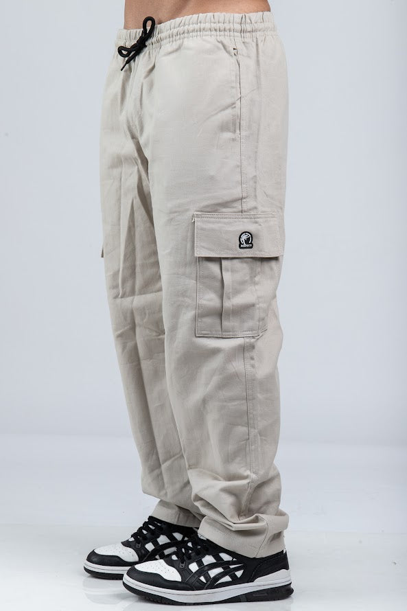 Calça Cargo Reta Sarja Areia
