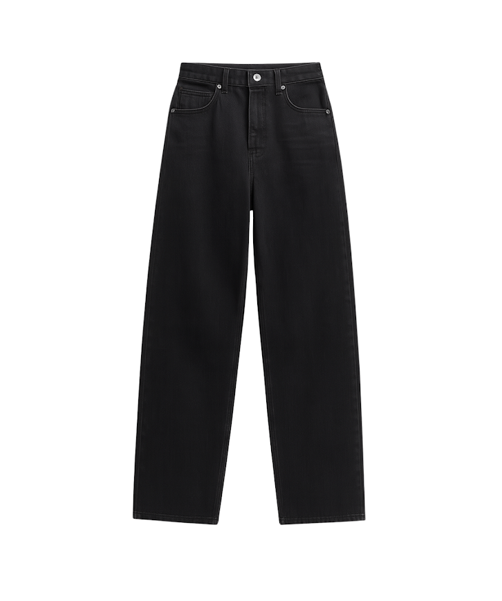 Calça Reta Lisa Jeans Preta