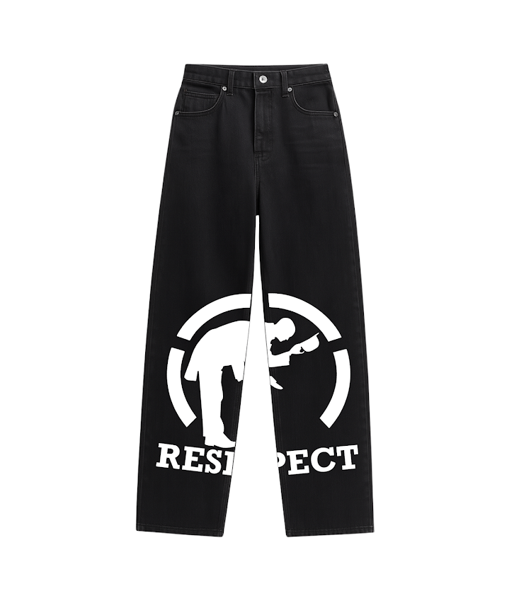 Calça Reta Logo Jeans Preta