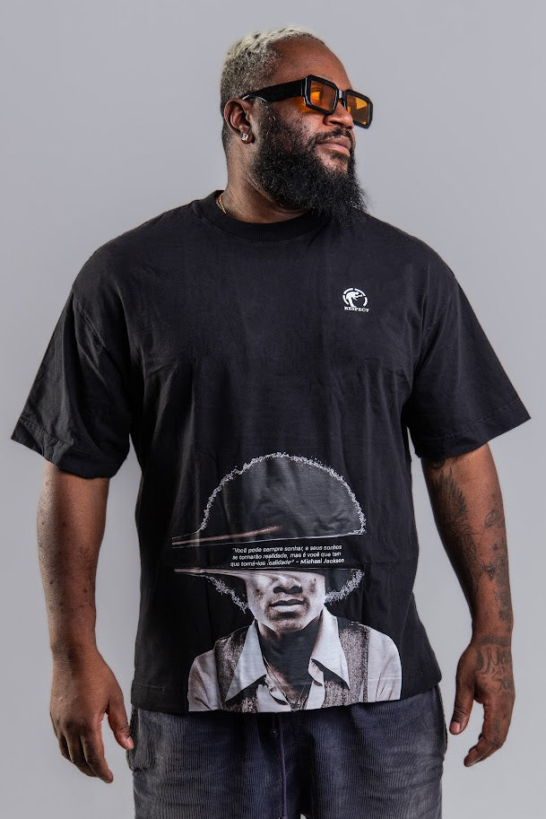 Camiseta Frase Oversized Michael Jackson
