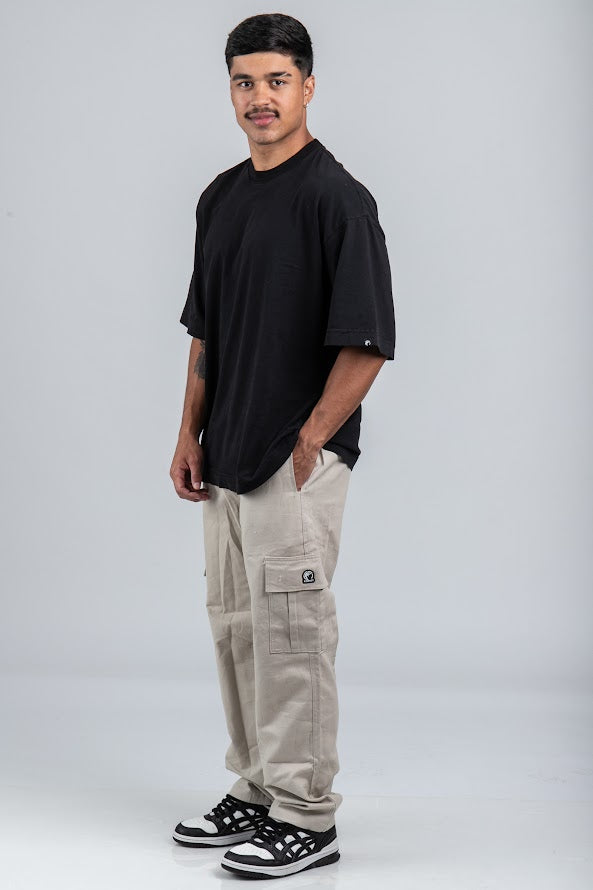 Calça Cargo Reta Sarja Areia