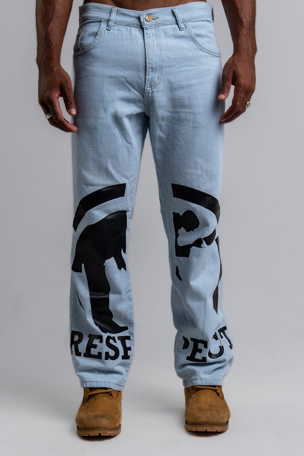 Calça Reta Logo Jeans