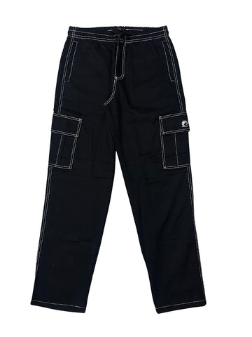 Calça Cargo Linha Branca Reta Sarja Preta