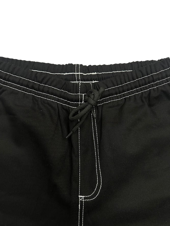 Calça Cargo Linha Branca Reta Sarja Preta