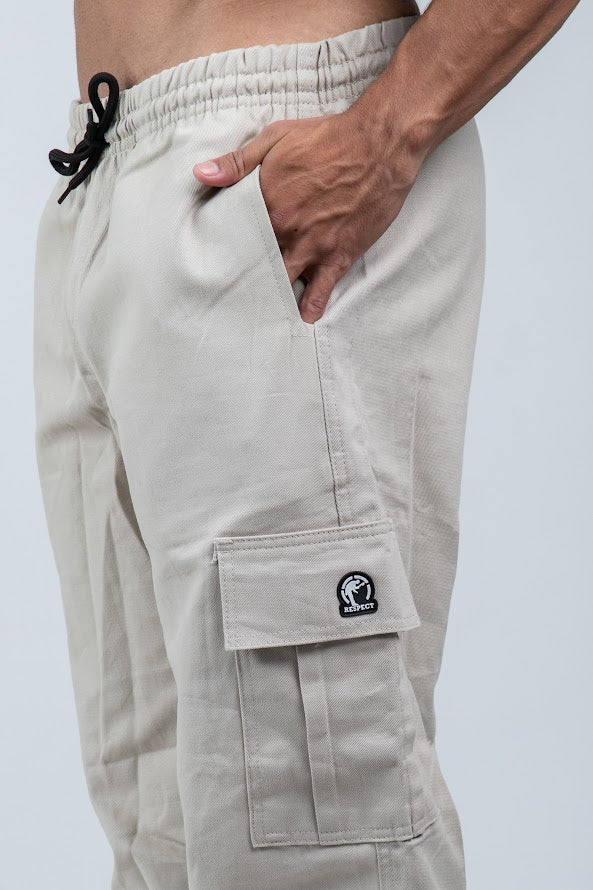 Calça Cargo Reta Sarja Areia