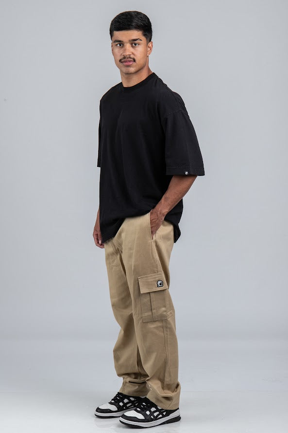 Calça Cargo Reta Sarja Caqui