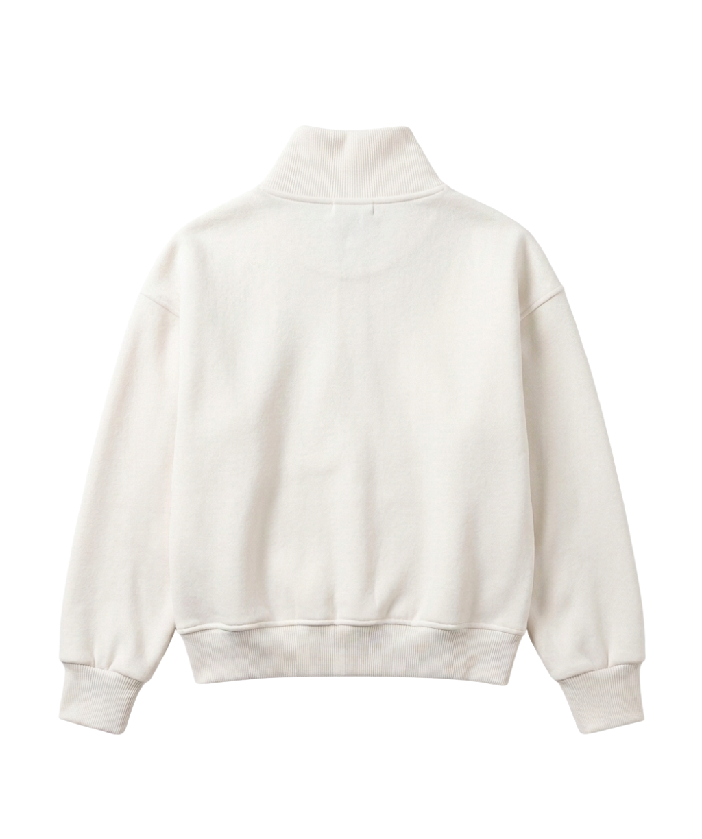 Blusa Moletom Minimal Gola Alta Ziper